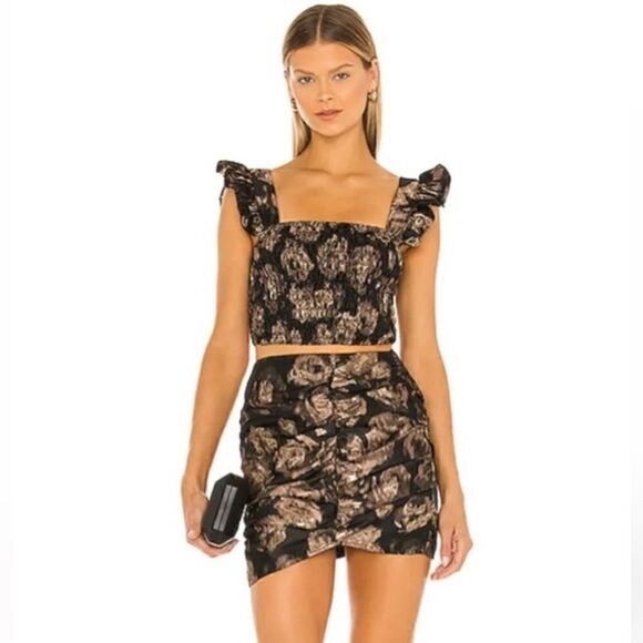 MISA Los Angeles Anetta Skirt in Rose Gold Jacquard, Size Small. NWT! - Picture 4 of 16